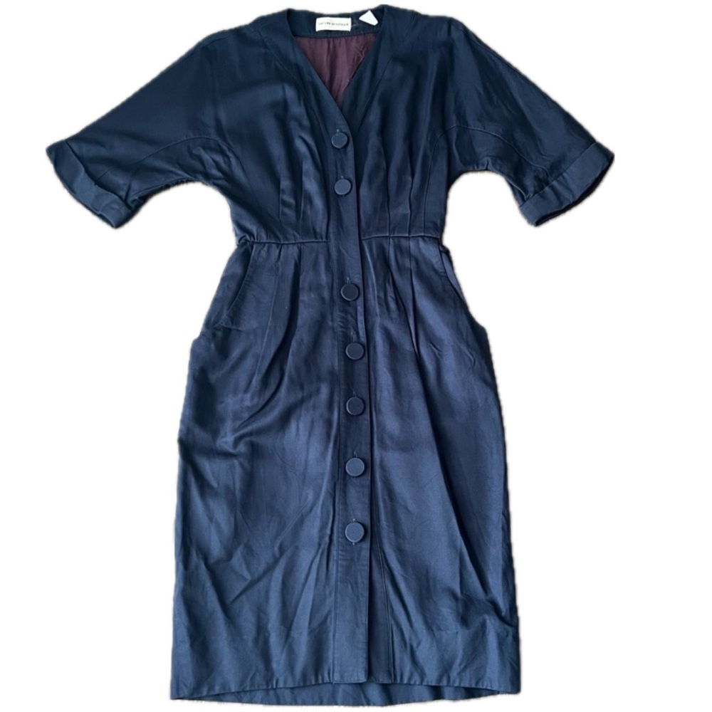 Nipon Boutique Vintage Navy Blue 60s Inspired Dress